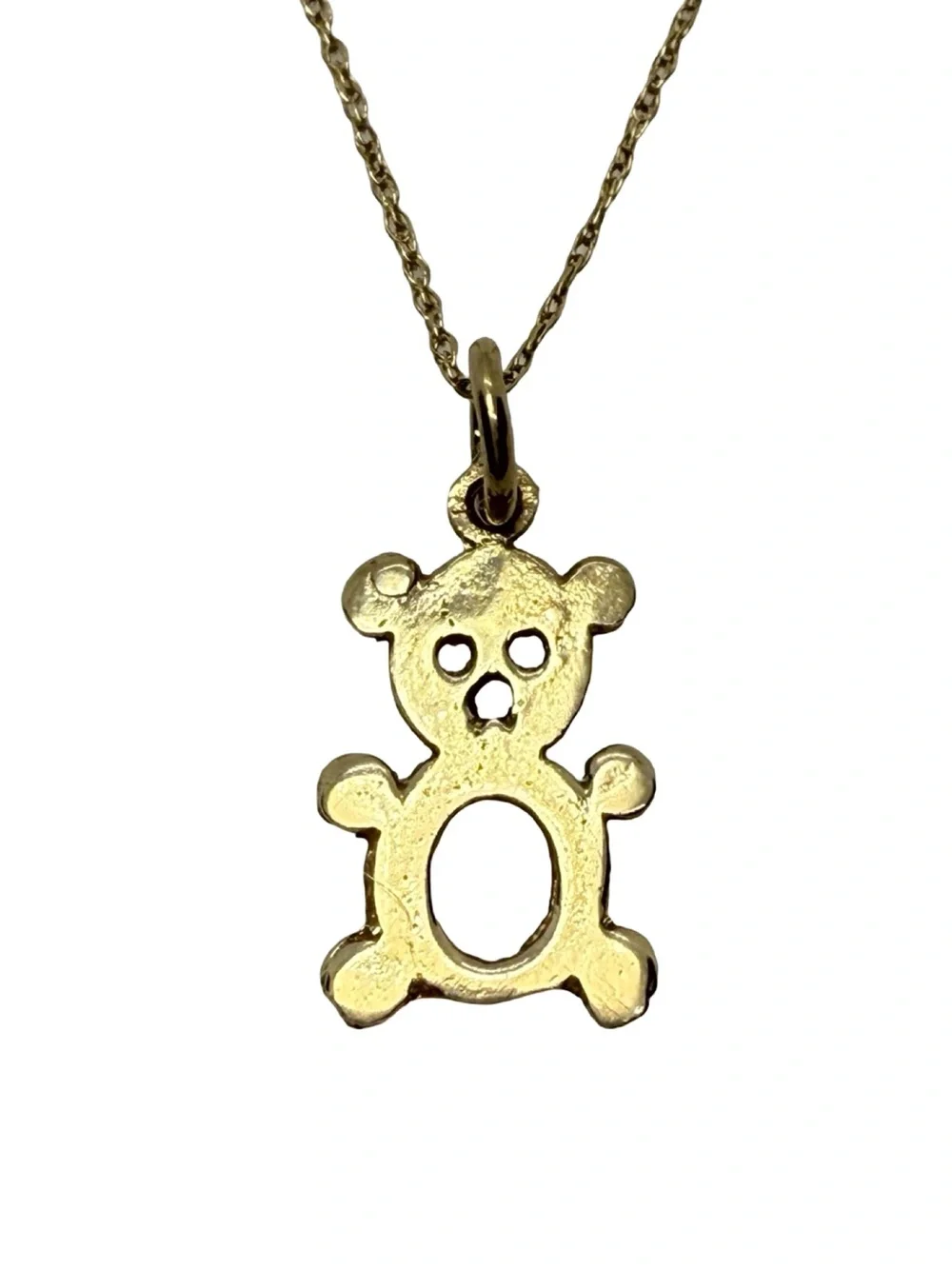 Gold Teddy Bear Pendant Necklace for Kids - Cute Gold Charm